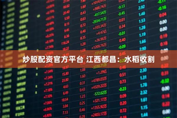 炒股配资官方平台 江西都昌：水稻收割