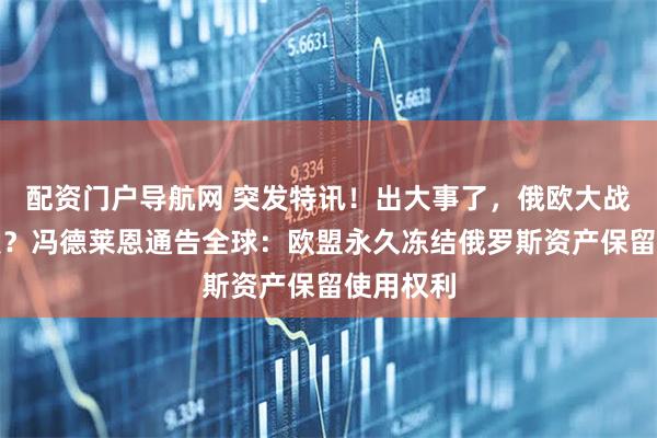 配资门户导航网 突发特讯！出大事了，俄欧大战一触即发？冯德莱恩通告全球：欧盟永久冻结俄罗斯资产保留使用权利